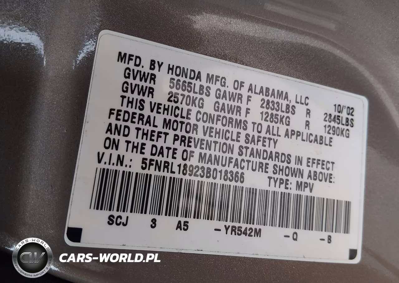 2003 Honda Odyssey Ex-L VIN:5FNRL18923B018366 - 9