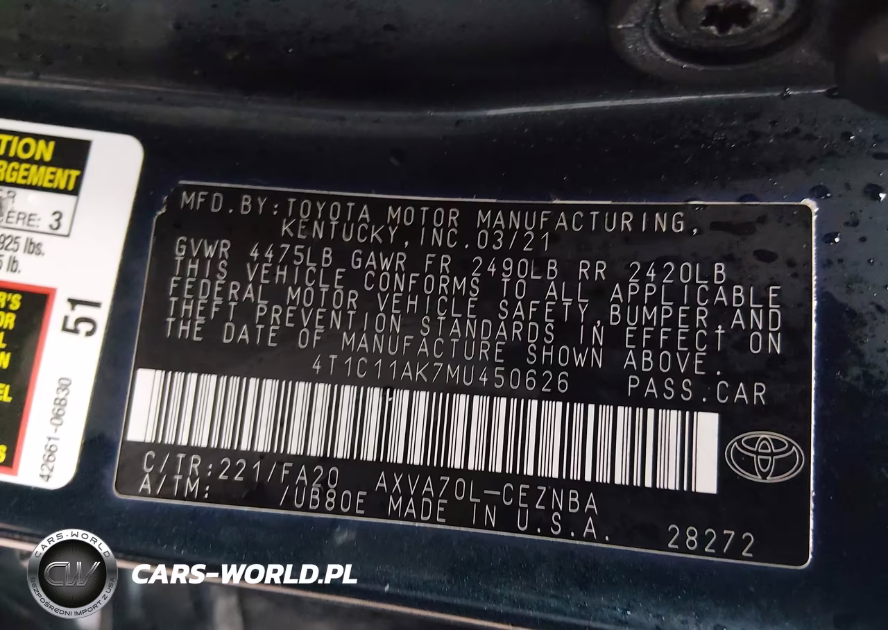 2021 Toyota Camry Le VIN:4T1C11AK7MU450626 - 9