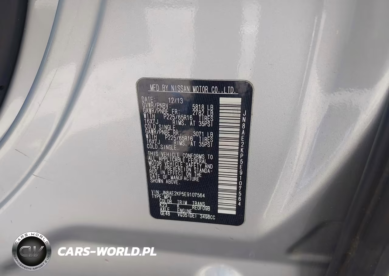 2014 Nissan Quest Sv VIN:JN8AE2KP5E9107564 - 9