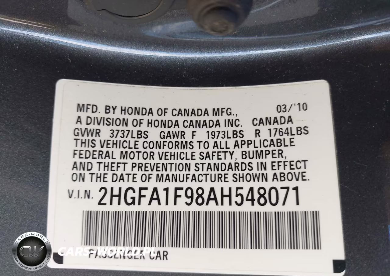 2010 Honda Civic Ex-L VIN:2HGFA1F98AH548071 - 9