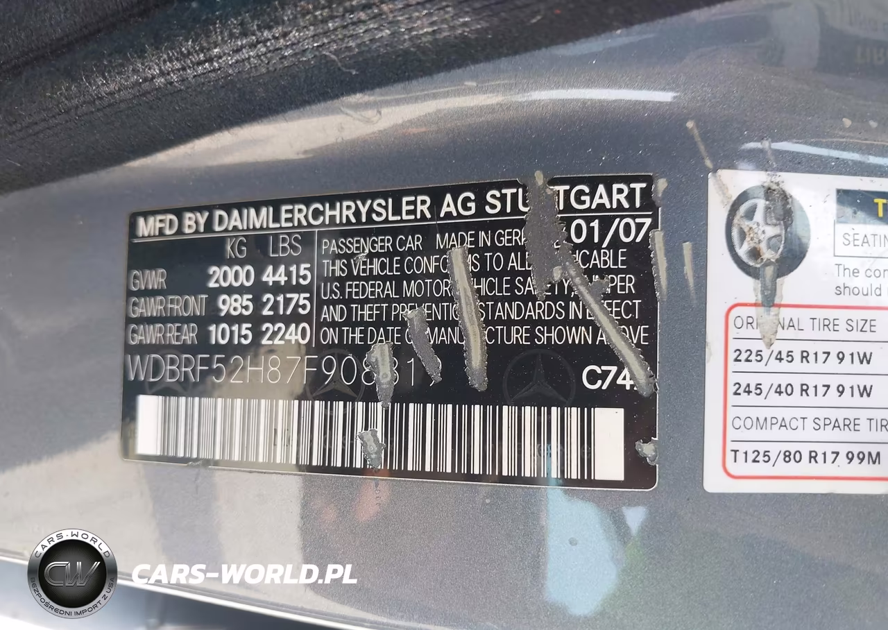 2007 Mercedes-Benz C 230 Sport VIN:WDBRF52H87F908319 - 9
