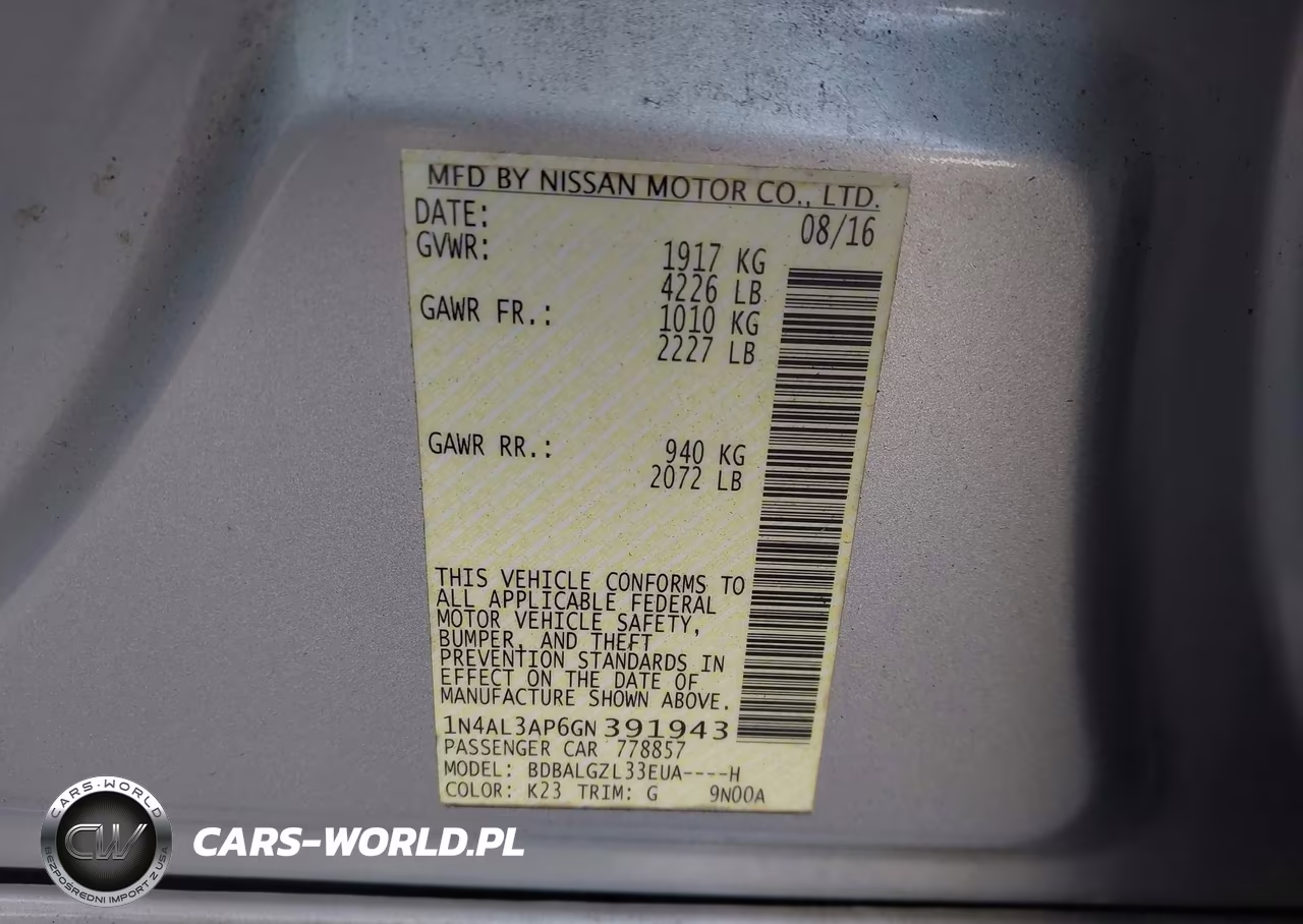 2016 Nissan Altima 2.5 S VIN:1N4AL3AP6GN391943 - 9