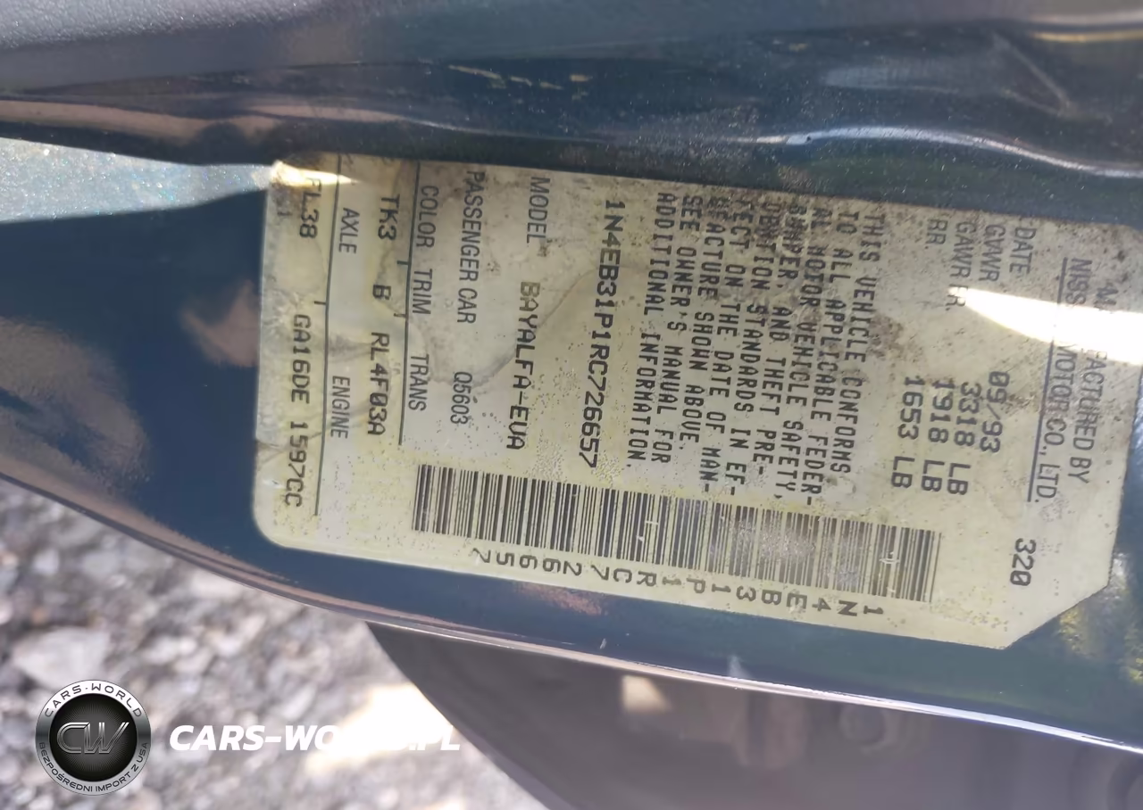 1994 Nissan Sentra E-Xe-Gxe-Le VIN:1N4EB31P1RC726657 - 9