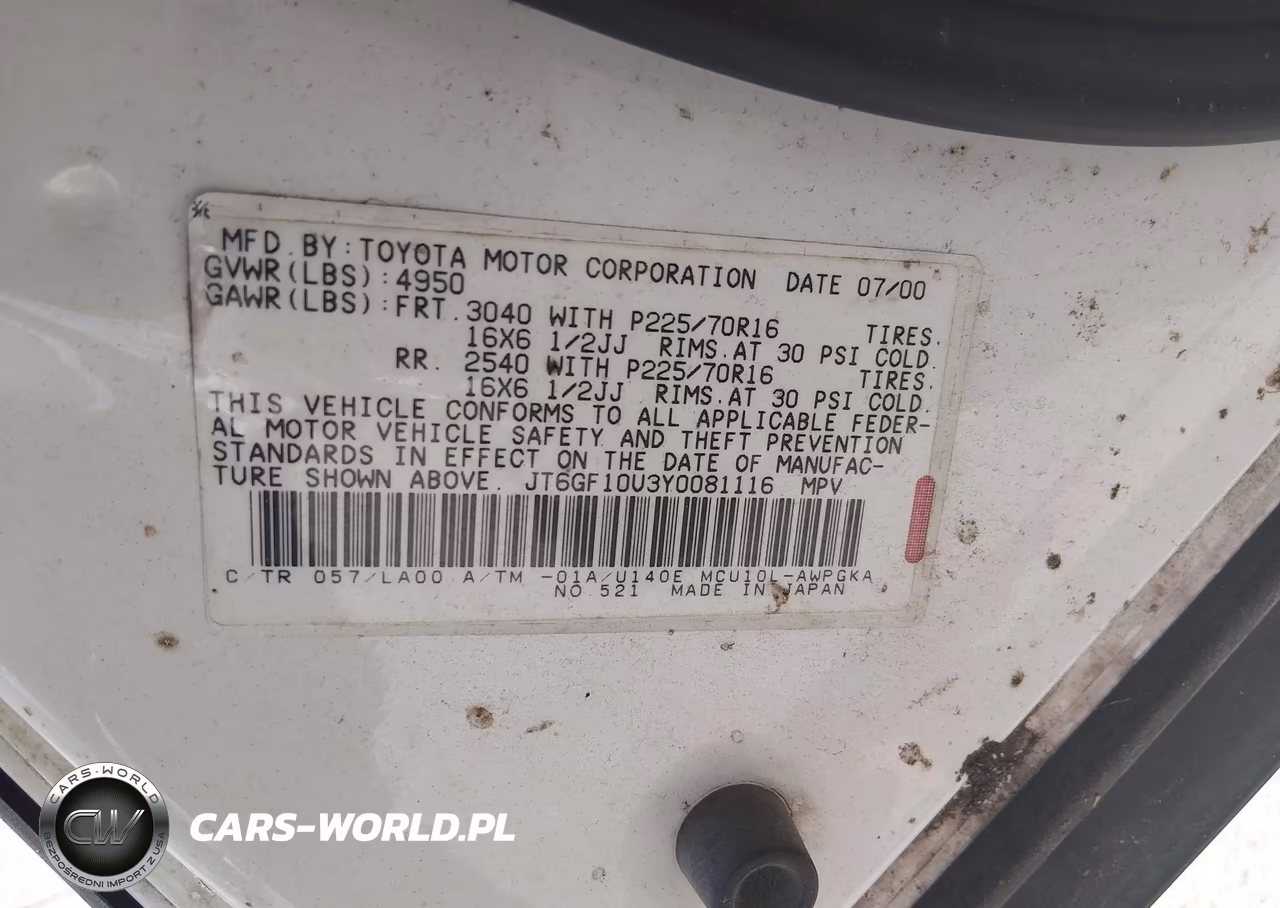 2000 Lexus Rx 300 VIN:JT6GF10U3Y0081116 - 9