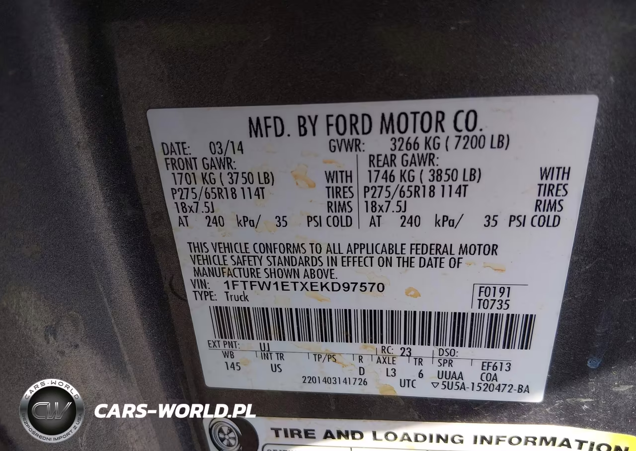 2014 Ford F-150 Xlt VIN:1FTFW1ETXEKD97570 - 9