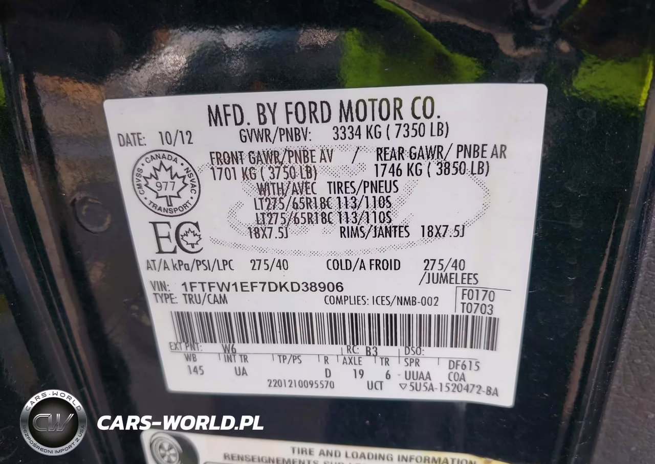 2013 Ford F-150 Xlt VIN:1FTFW1EF7DKD38906 - 9