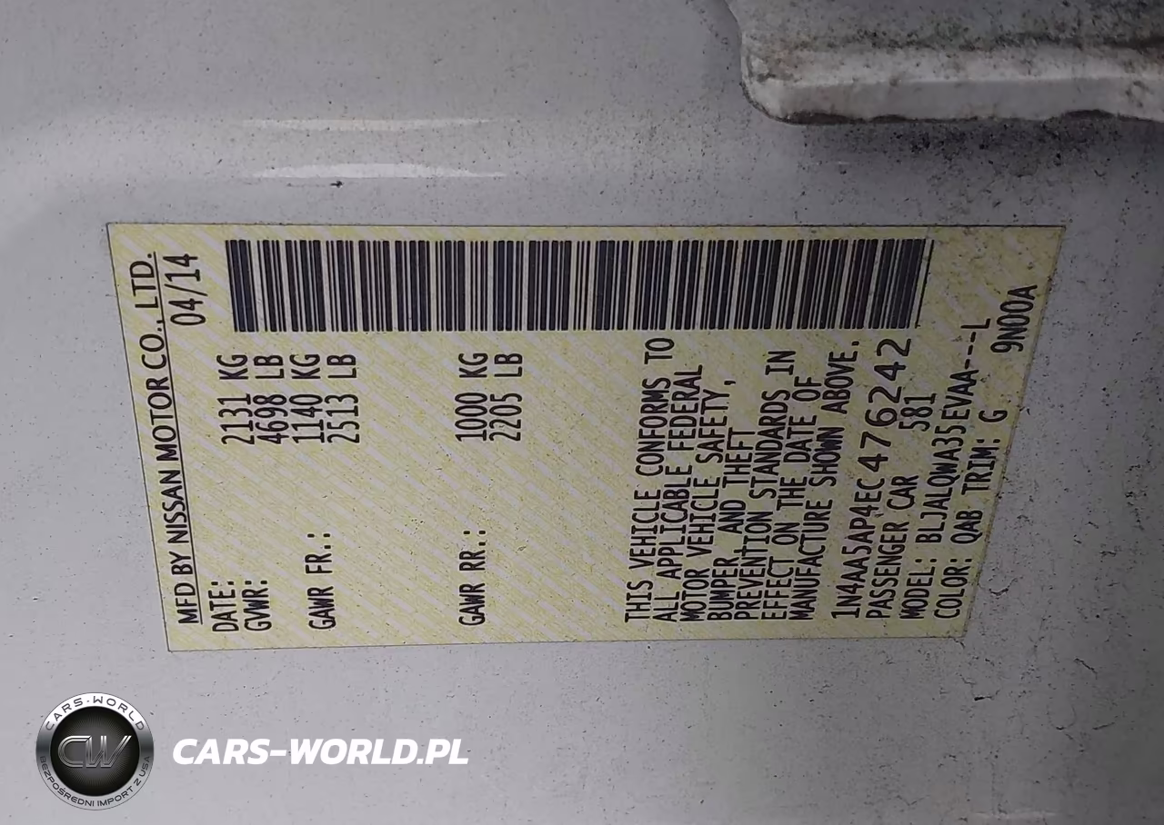 2014 Nissan Maxima 3.5 S VIN:1N4AA5AP4EC476242 - 9