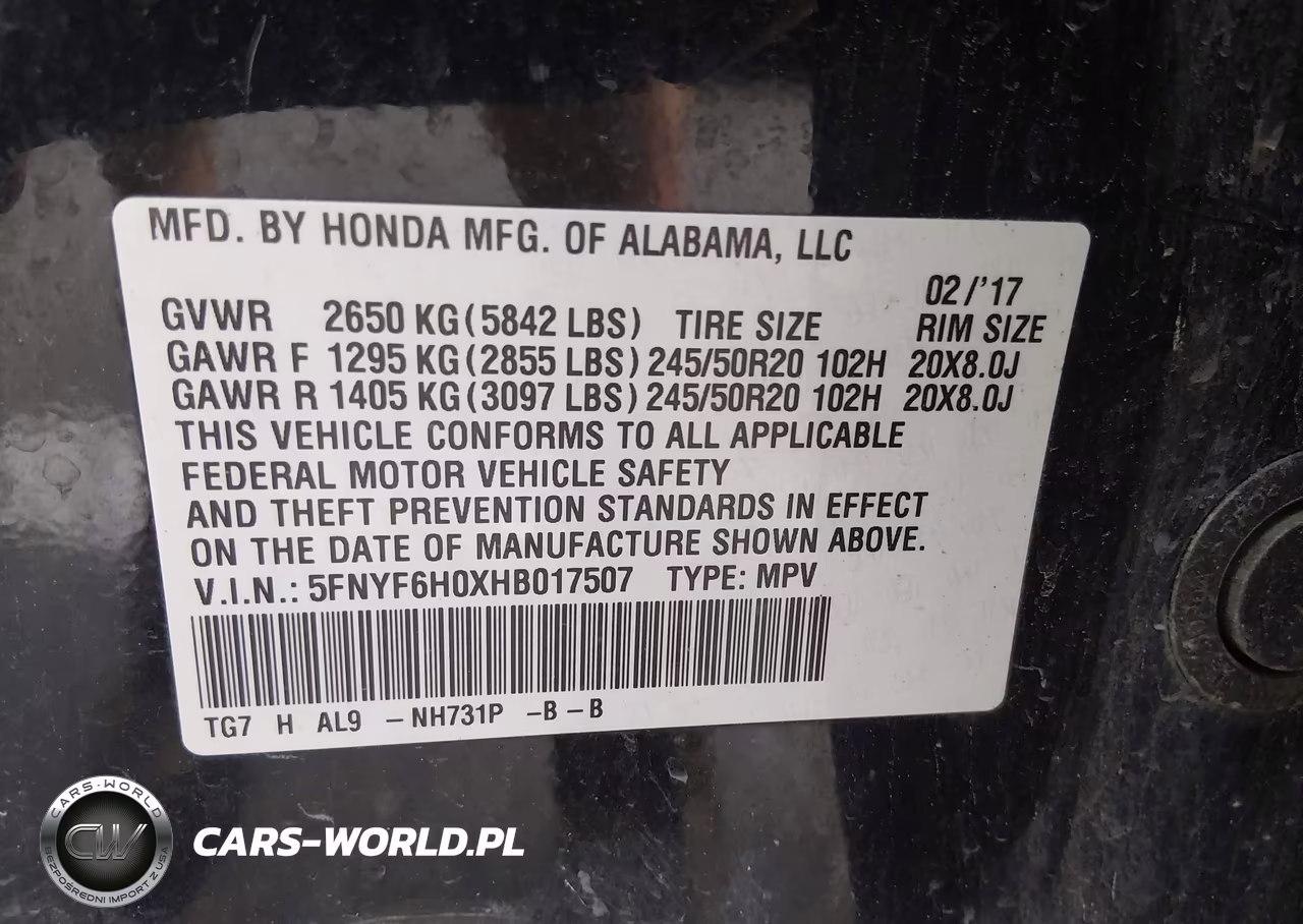 2017 Honda Pilot Elite VIN:5FNYF6H0XHB017507 - 9