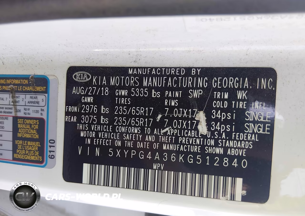 2019 Kia Sorento 2.4L Lx VIN:5XYPG4A36KG512840 - 9