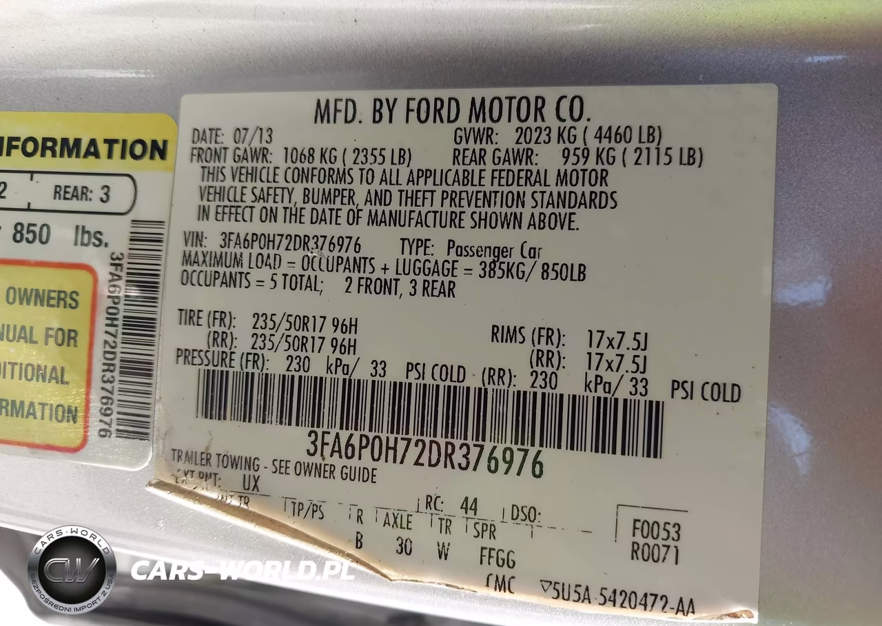 2013 Ford Fusion Se VIN:3FA6P0H72DR376976 - 9