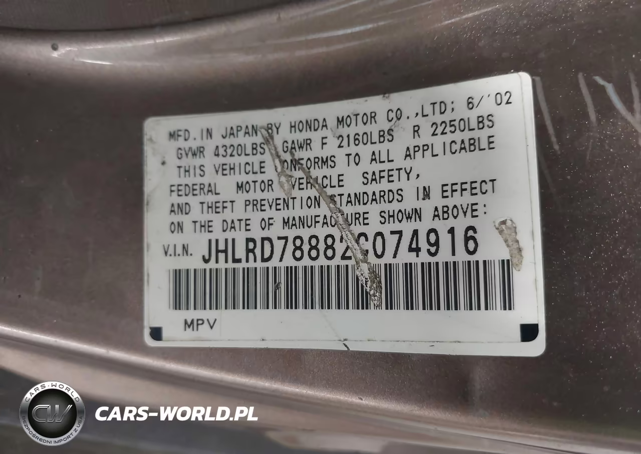 2002 Honda Cr-V Ex VIN:JHLRD78882C074916 - 9
