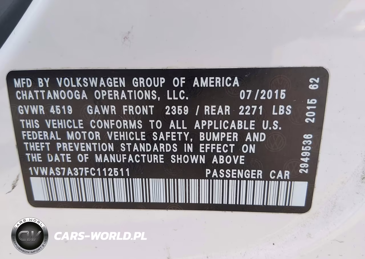 2015 Volkswagen Passat 1.8T Limited Edition VIN:1VWAS7A37FC112511 - 9