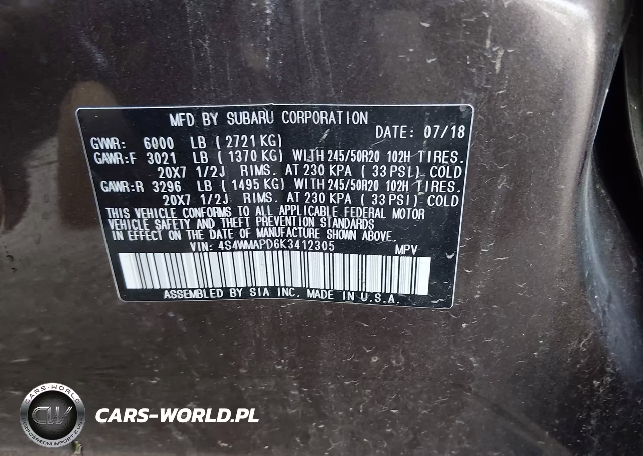 2019 Subaru Ascent Limited VIN:4S4WMAPD6K3412305 - 9