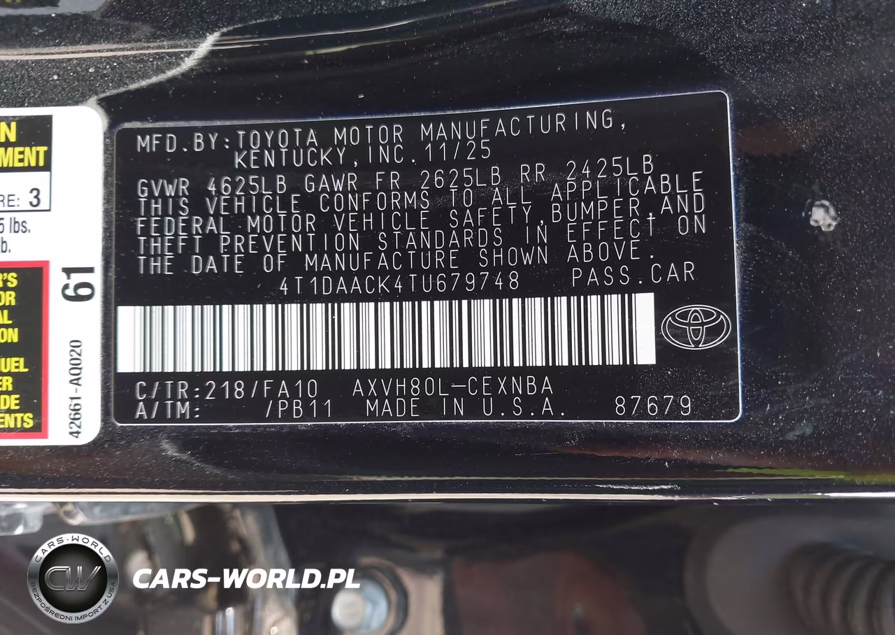2026 Toyota Camry Le VIN:4T1DAACK4TU679748 - 9