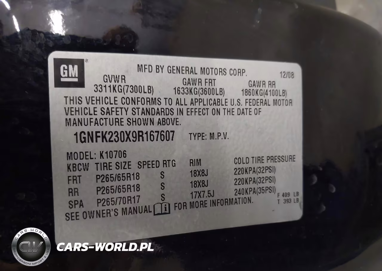 2009 Chevrolet Tahoe Lt2 VIN:1GNFK230X9R167607 - 9
