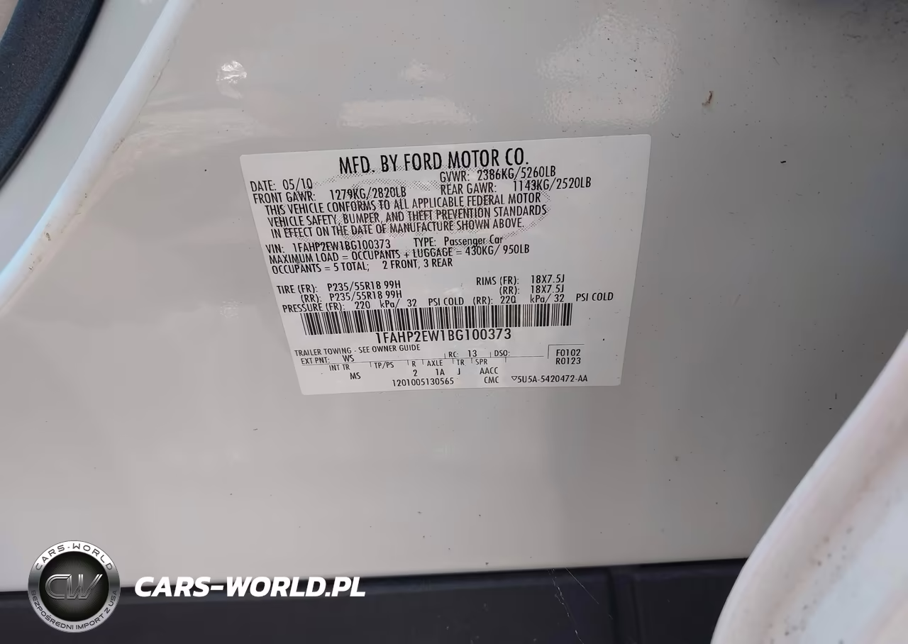 2011 Ford Taurus Sel VIN:1FAHP2EW1BG100373 - 9