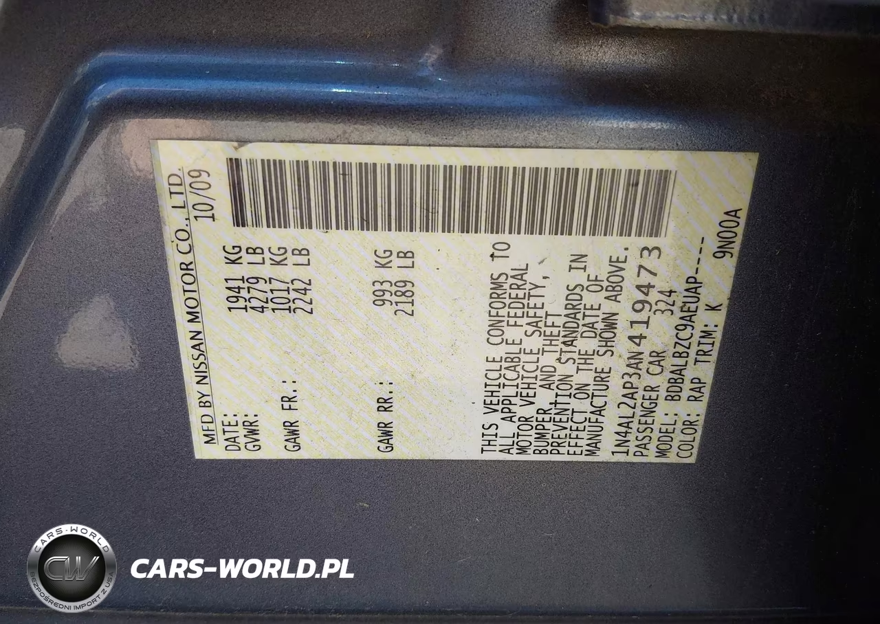 2010 Nissan Altima 2.5 S VIN:1N4AL2AP3AN419473 - 9