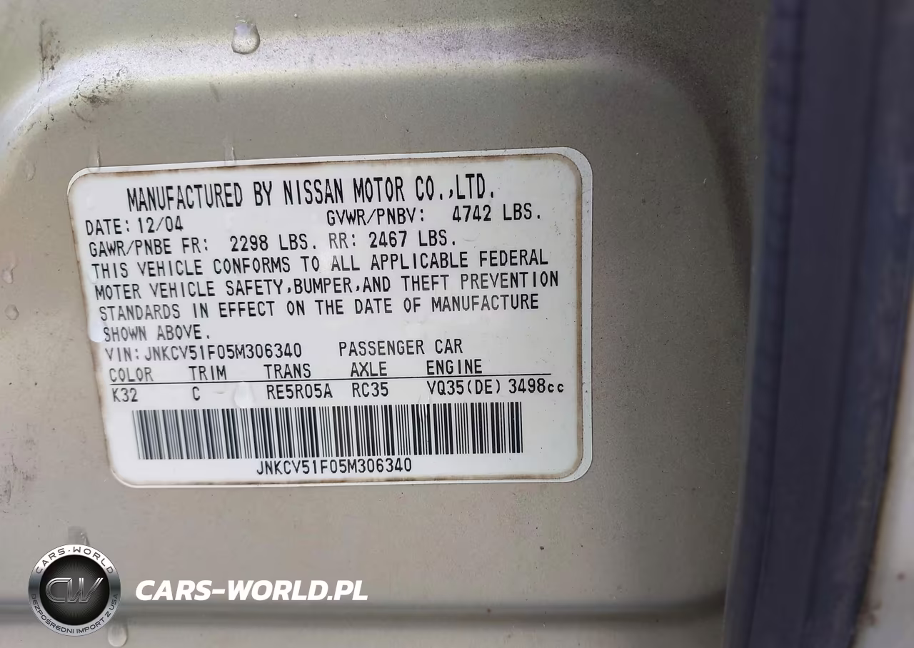 2005 Infiniti G35X VIN:JNKCV51F05M306340 - 9