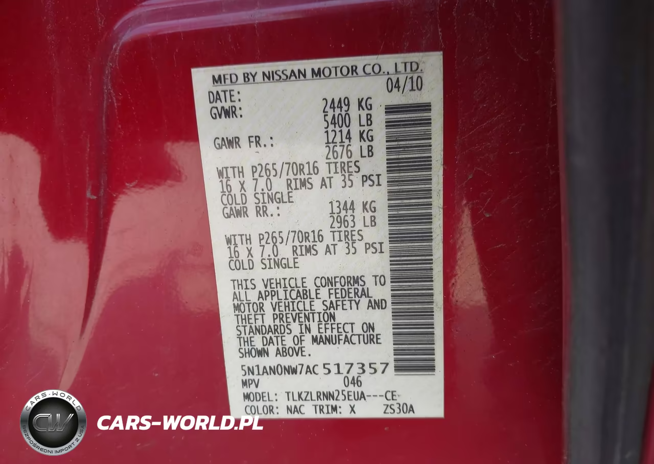 2010 Nissan Xterra S VIN:5N1AN0NW7AC517357 - 9