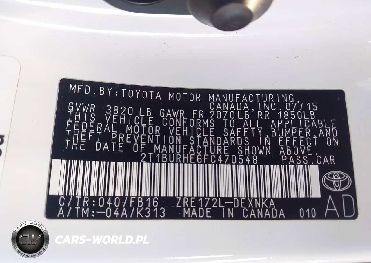2015 Toyota Corolla Le VIN:2T1BURHE6FC470548 - 9