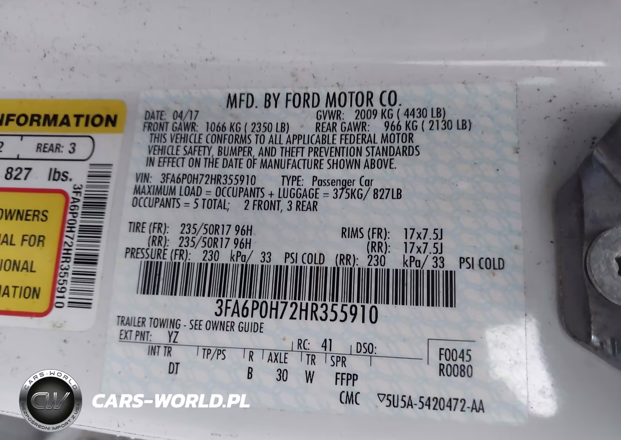 2017 Ford Fusion Se VIN:3FA6P0H72HR355910 - 9
