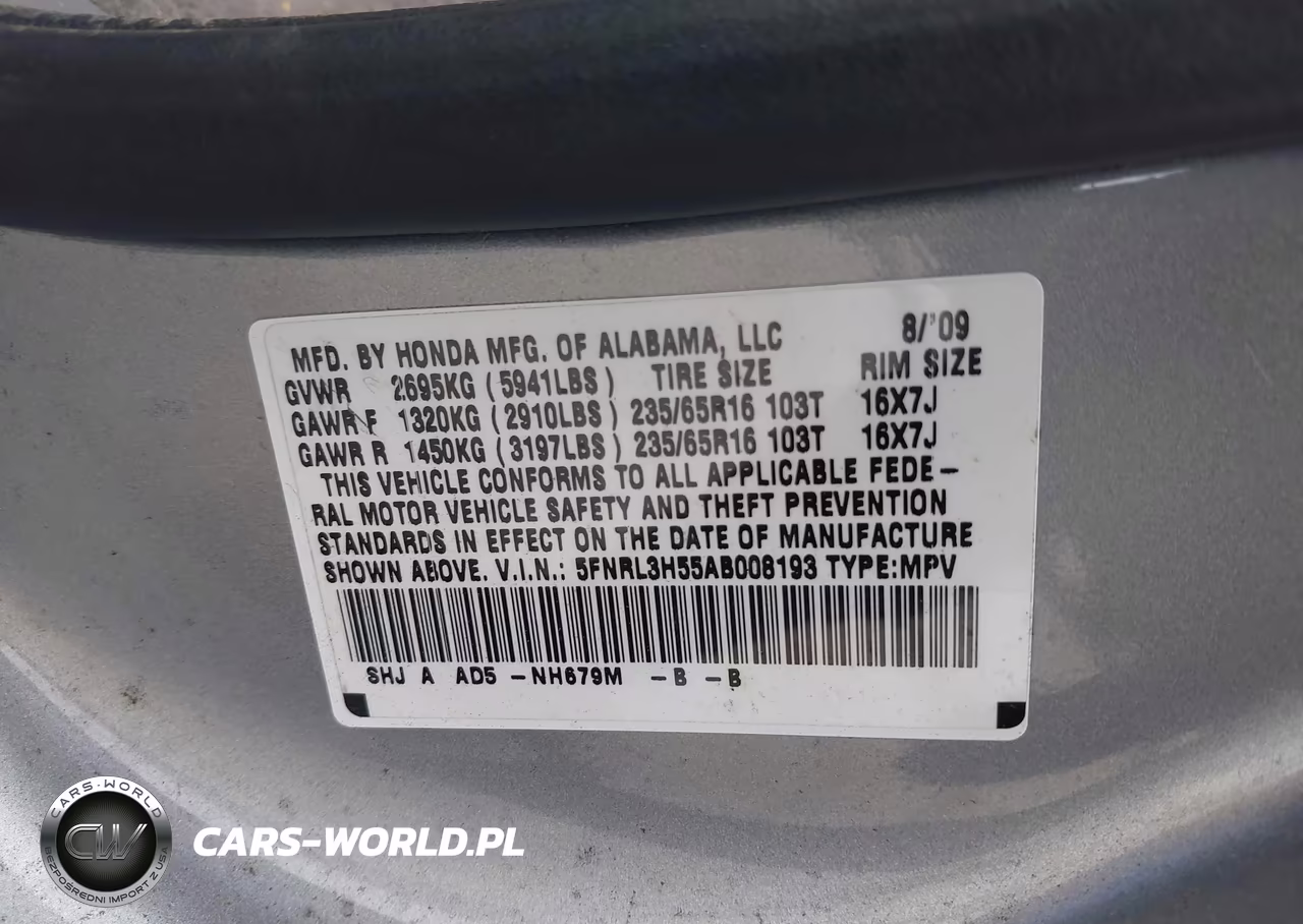 2010 Honda Odyssey Ex VIN:5FNRL3H55AB008193 - 9