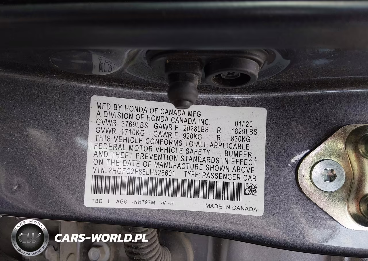 2020 Honda Civic Sport VIN:2HGFC2F88LH526601 - 9