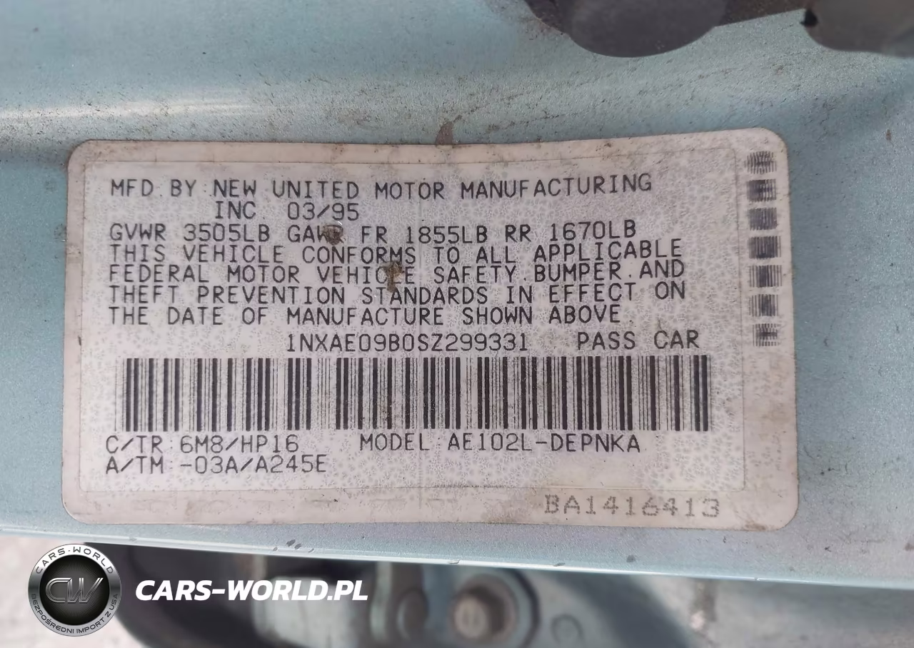 1995 Toyota Corolla Le-Dx VIN:1NXAE09B0SZ299331 - 9
