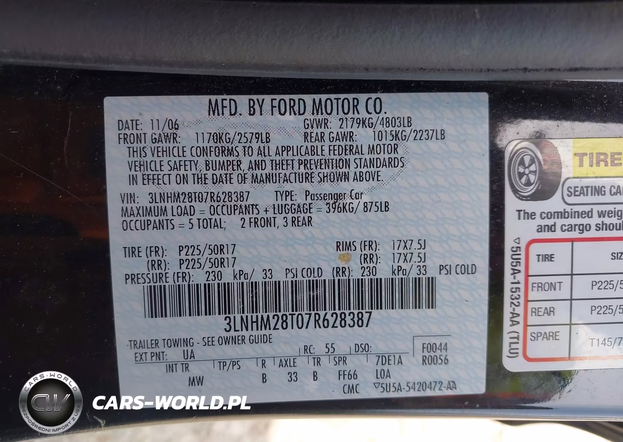2007 Lincoln Mkz VIN:3LNHM28T07R628387 - 9