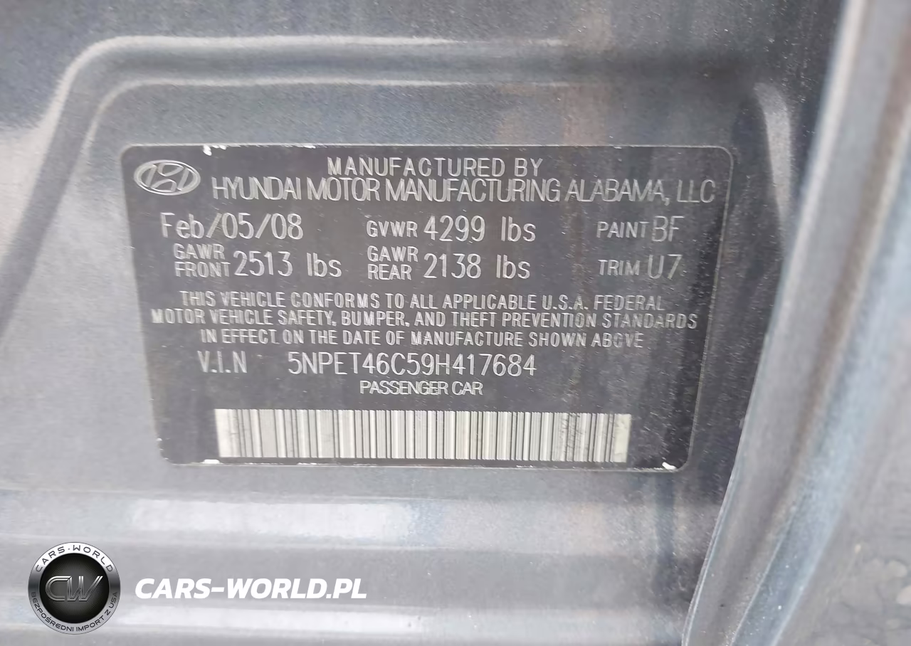 2009 Hyundai Sonata Gls VIN:5NPET46C59H417684 - 9