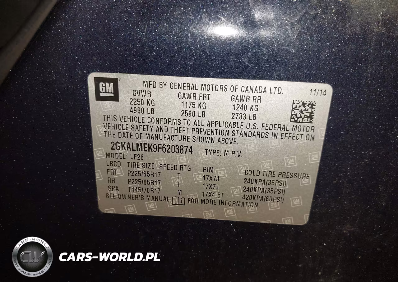 2015 GMC Terrain Sle-1 VIN:2GKALMEK9F6203874 - 9