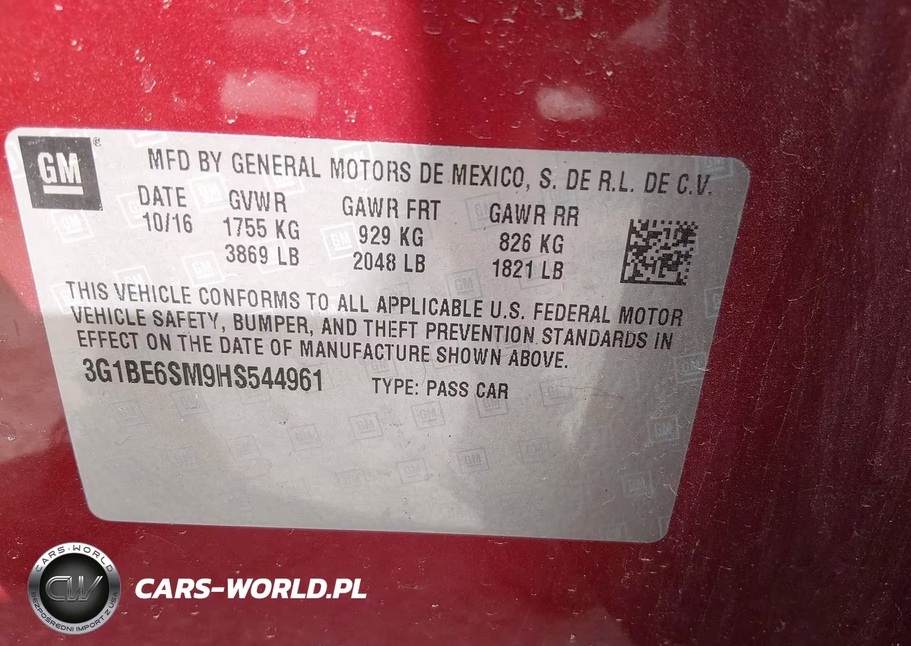 2017 Chevrolet Cruze Lt Auto VIN:3G1BE6SM9HS544961 - 9