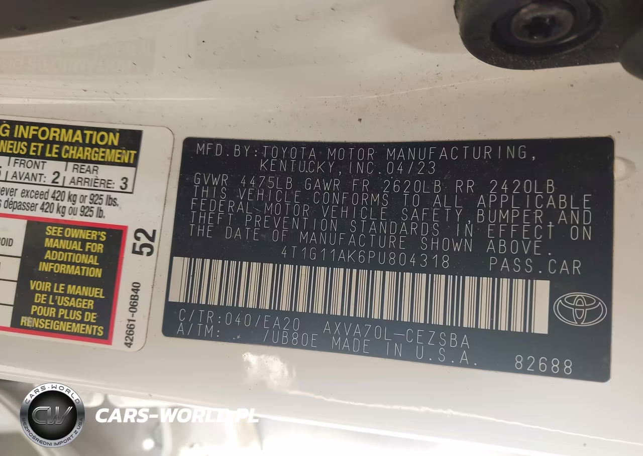 2023 Toyota Camry Se VIN:4T1G11AK6PU804318 - 9