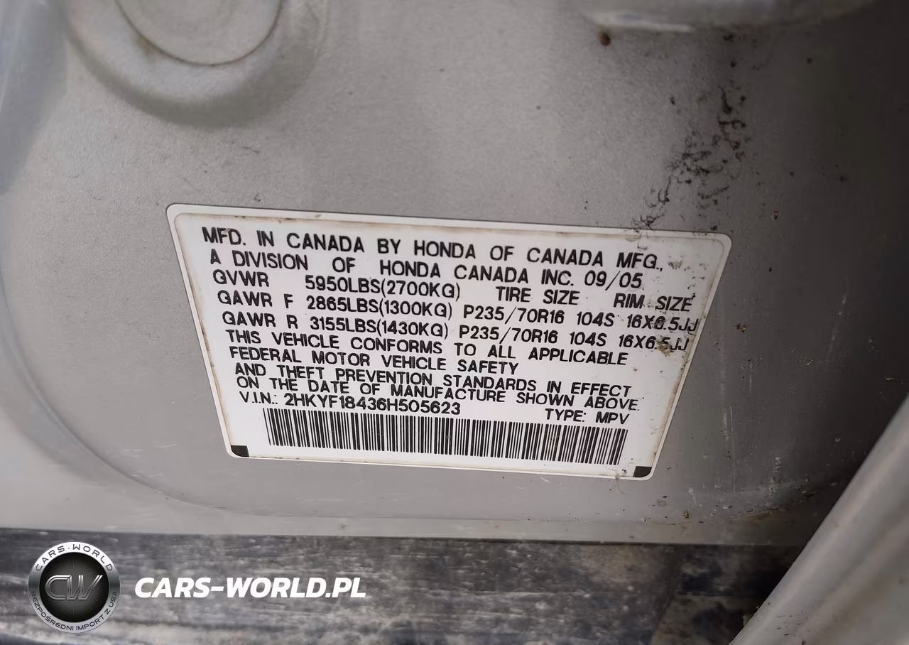 2006 Honda Pilot Ex VIN:2HKYF18436H505623 - 9