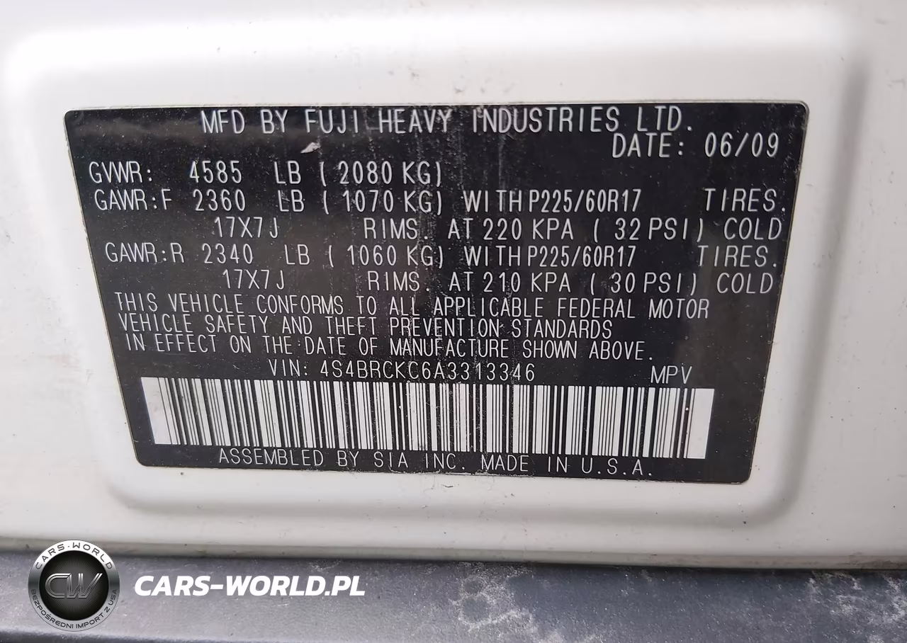 2010 Subaru Outback 2.5I Limited VIN:4S4BRCKC6A3313346 - 9