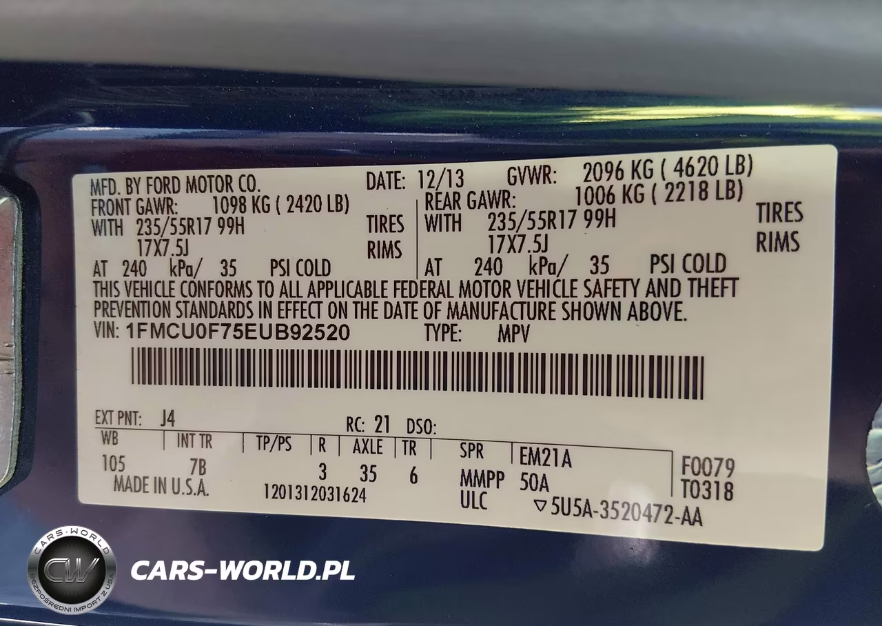 2014 Ford Escape S VIN:1FMCU0F75EUB92520 - 9