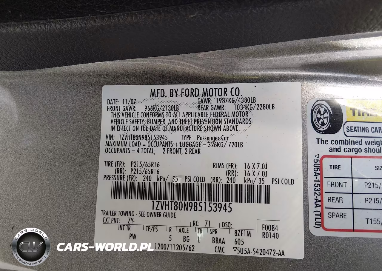 2008 Ford Mustang V6 Deluxe-V6 Premium VIN:1ZVHT80N985153945 - 9