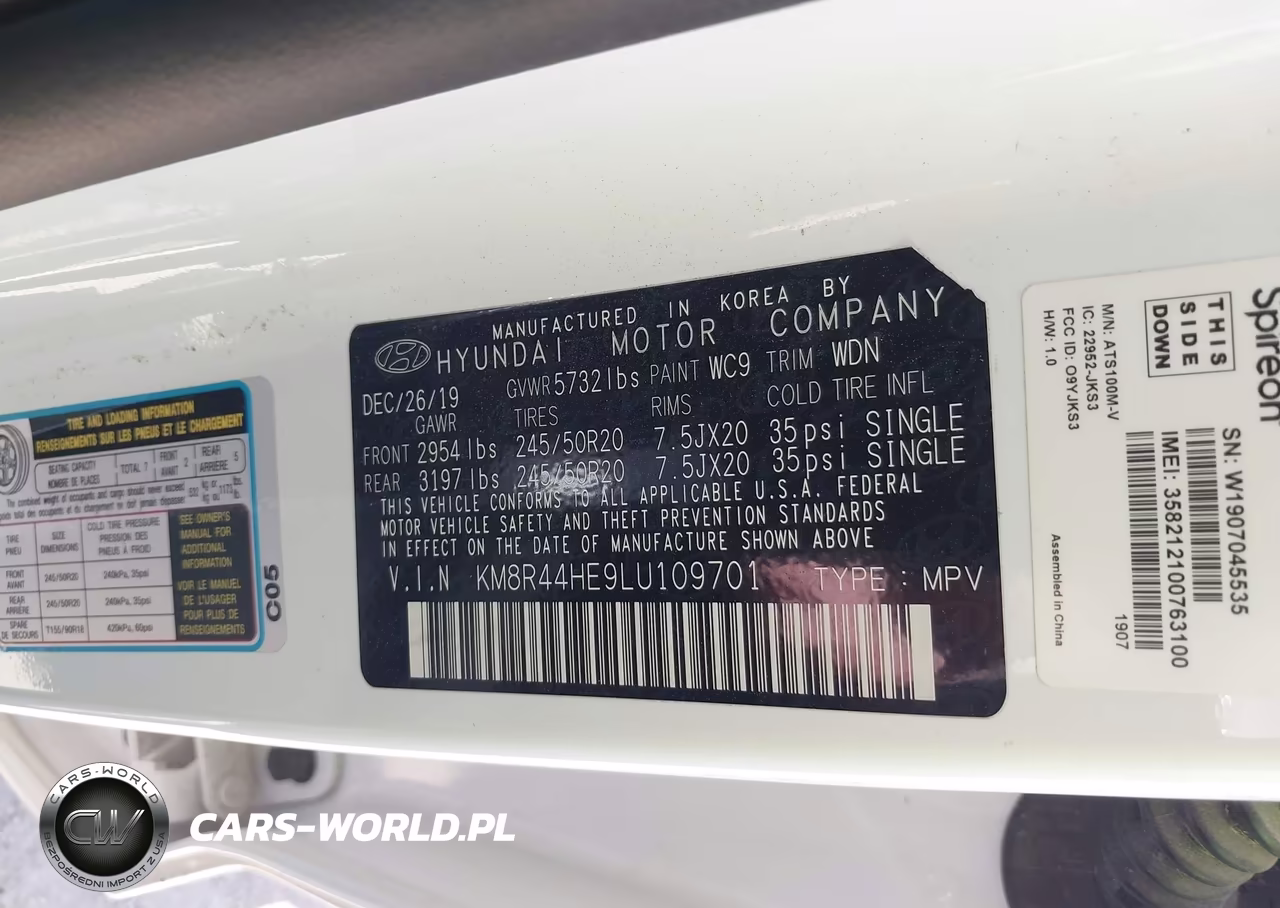 2020 Hyundai Palisade Sel VIN:KM8R44HE9LU109701 - 9