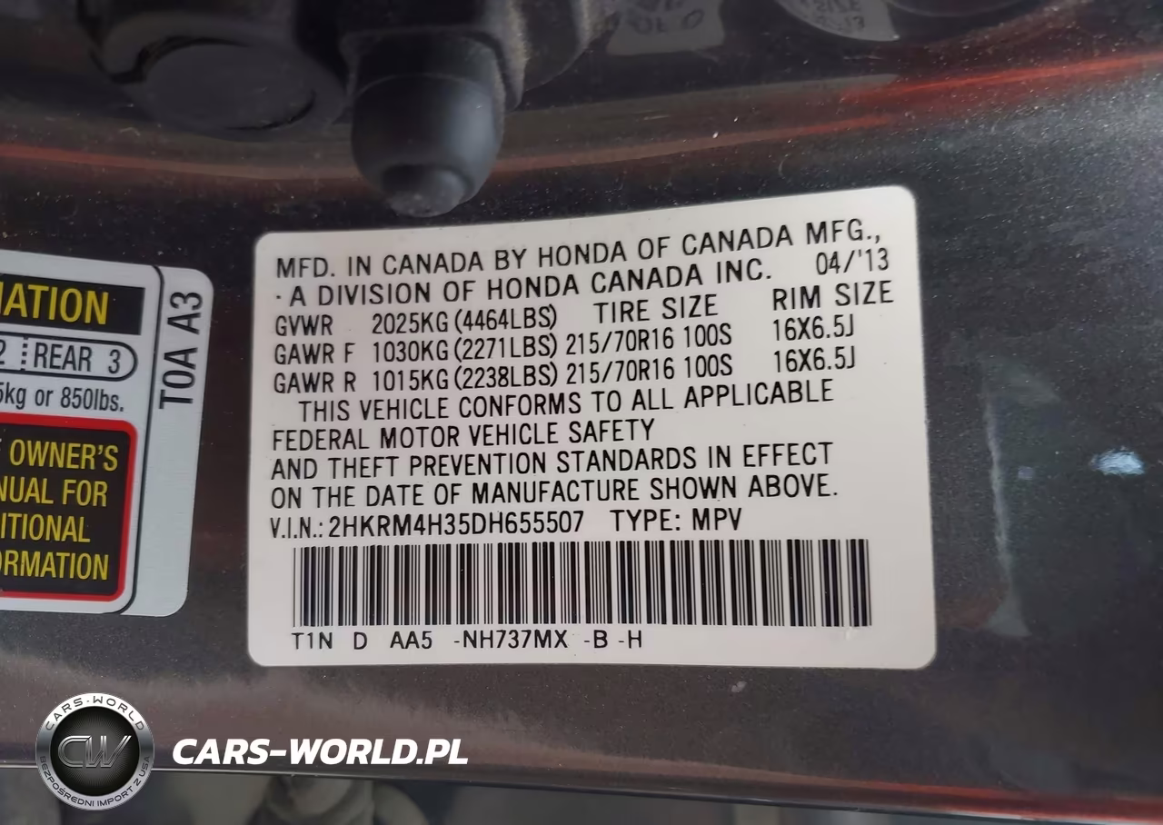 2013 Honda Cr-V Lx VIN:2HKRM4H35DH655507 - 9