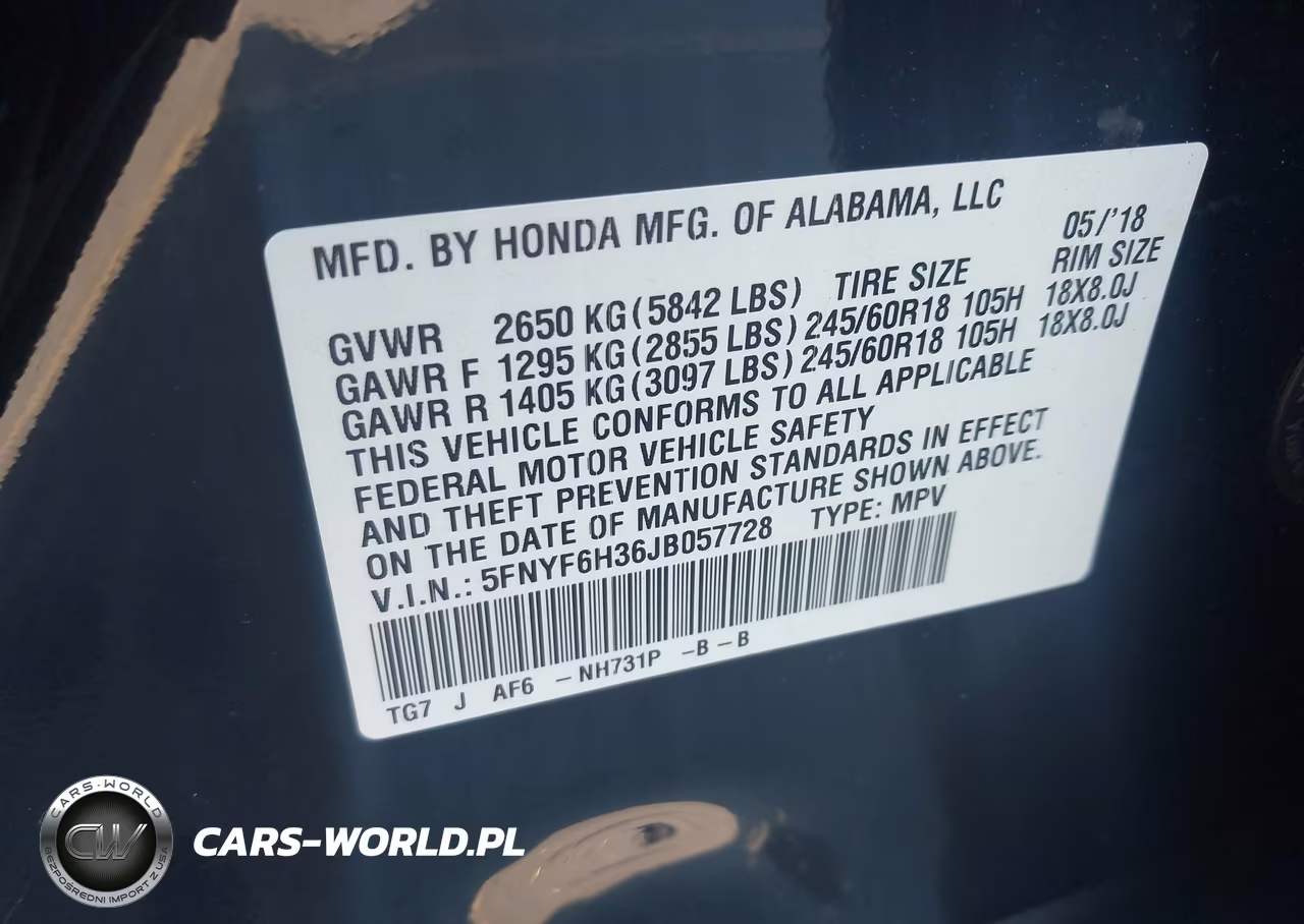 2018 Honda Pilot Ex VIN:5FNYF6H36JB057728 - 9