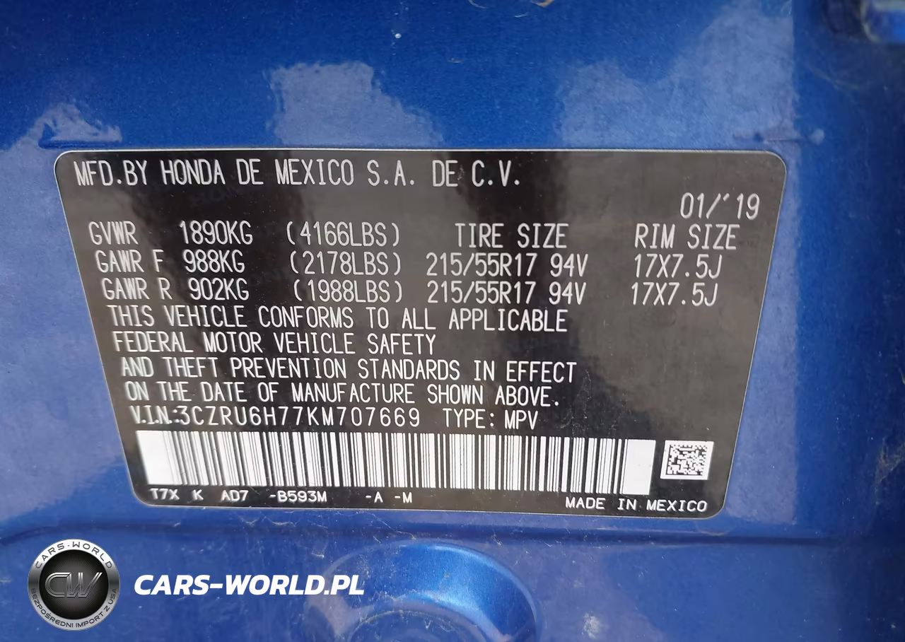 2019 Honda Hr-V Ex-L VIN:3CZRU6H77KM707669 - 9