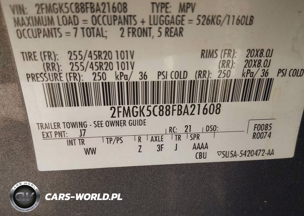2015 Ford Flex Sel VIN:2FMGK5C88FBA21608 - 9