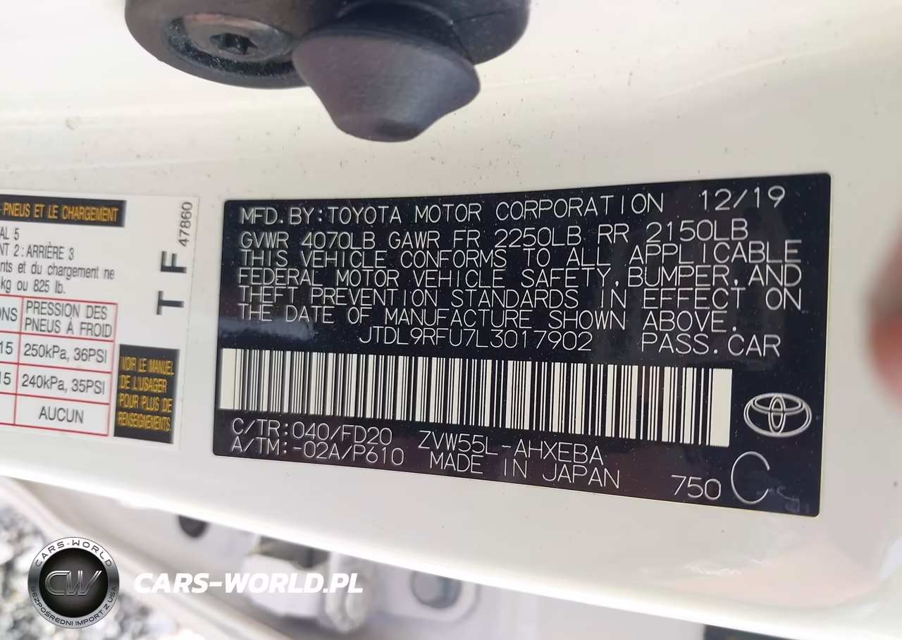 2020 Toyota Prius Le Awd-E VIN:JTDL9RFU7L3017902 - 9