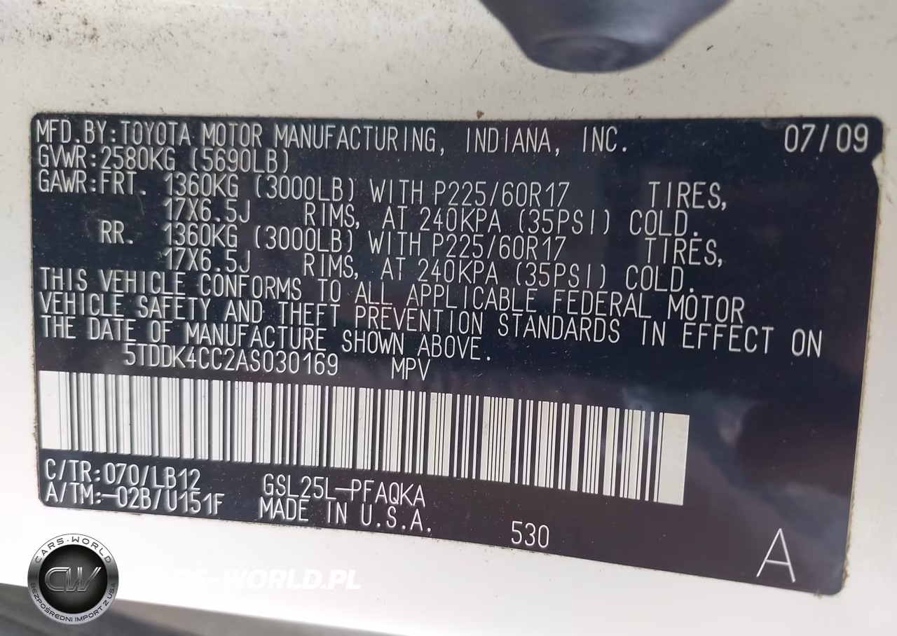 2010 Toyota Sienna Limited VIN:5TDDK4CC2AS030169 - 9