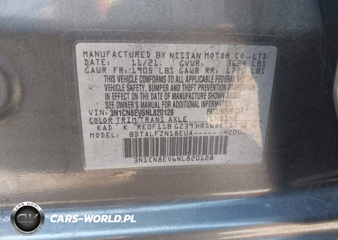 2022 Nissan Versa 1.6 Sv Xtronic Cvt VIN:3N1CN8EV6NL820128 - 9