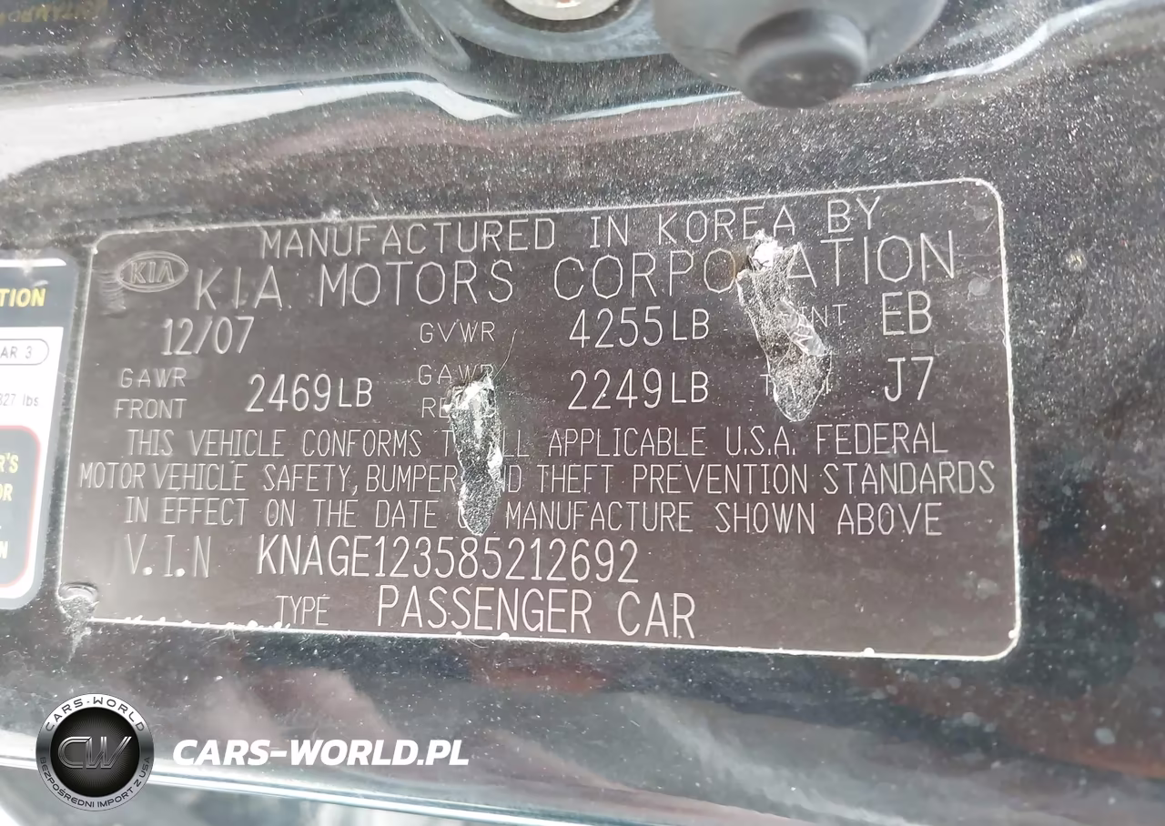 2008 Kia Optima Lx VIN:KNAGE123585212692 - 9