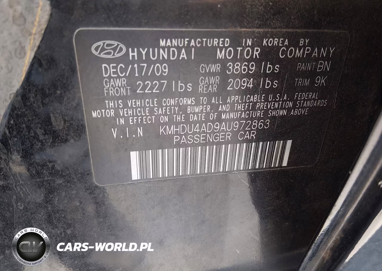 2010 Hyundai Elantra Gls VIN:KMHDU4AD9AU972863 - 9