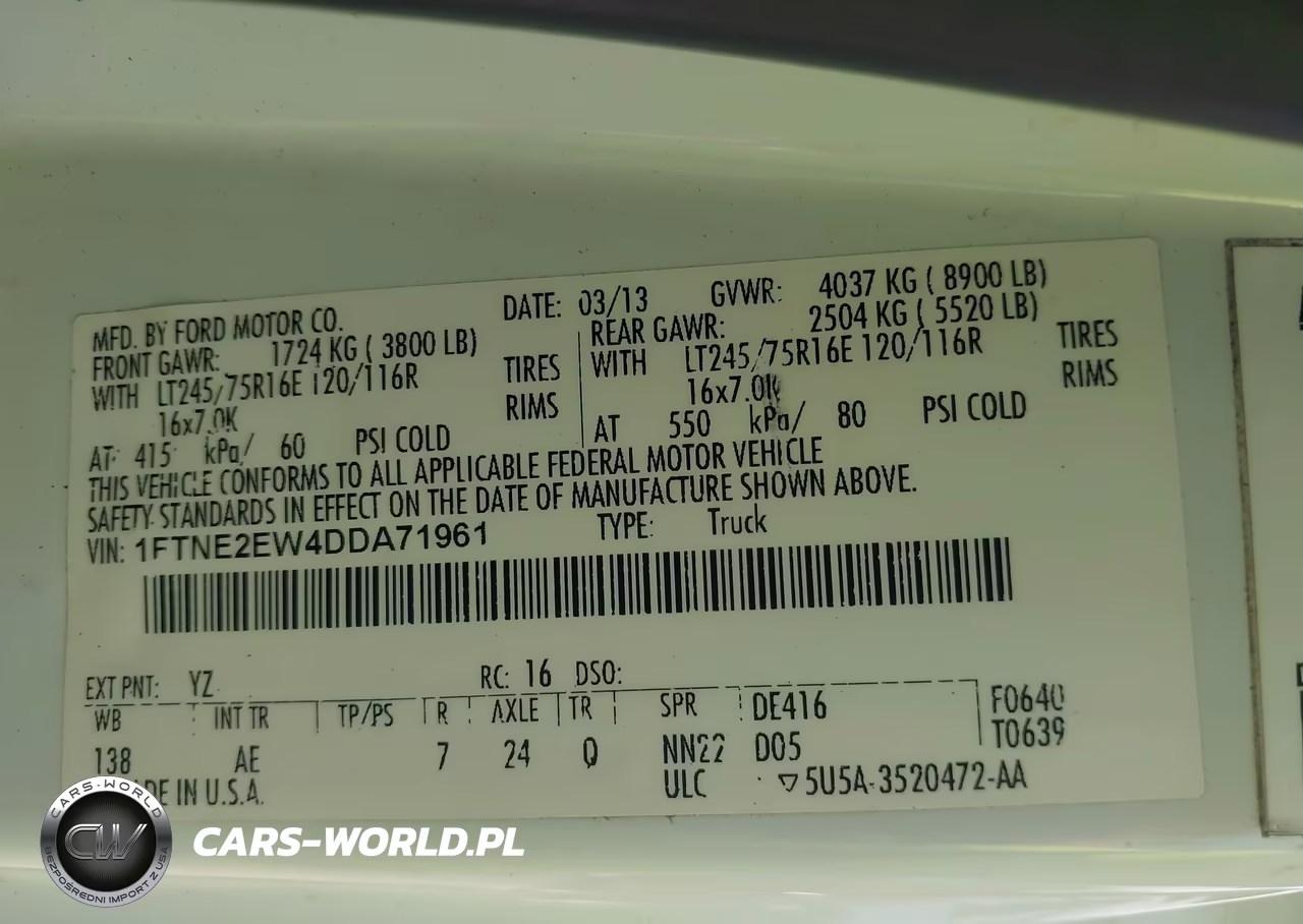 2013 Ford E-250 Commercial VIN:1FTNE2EW4DDA71961 - 9