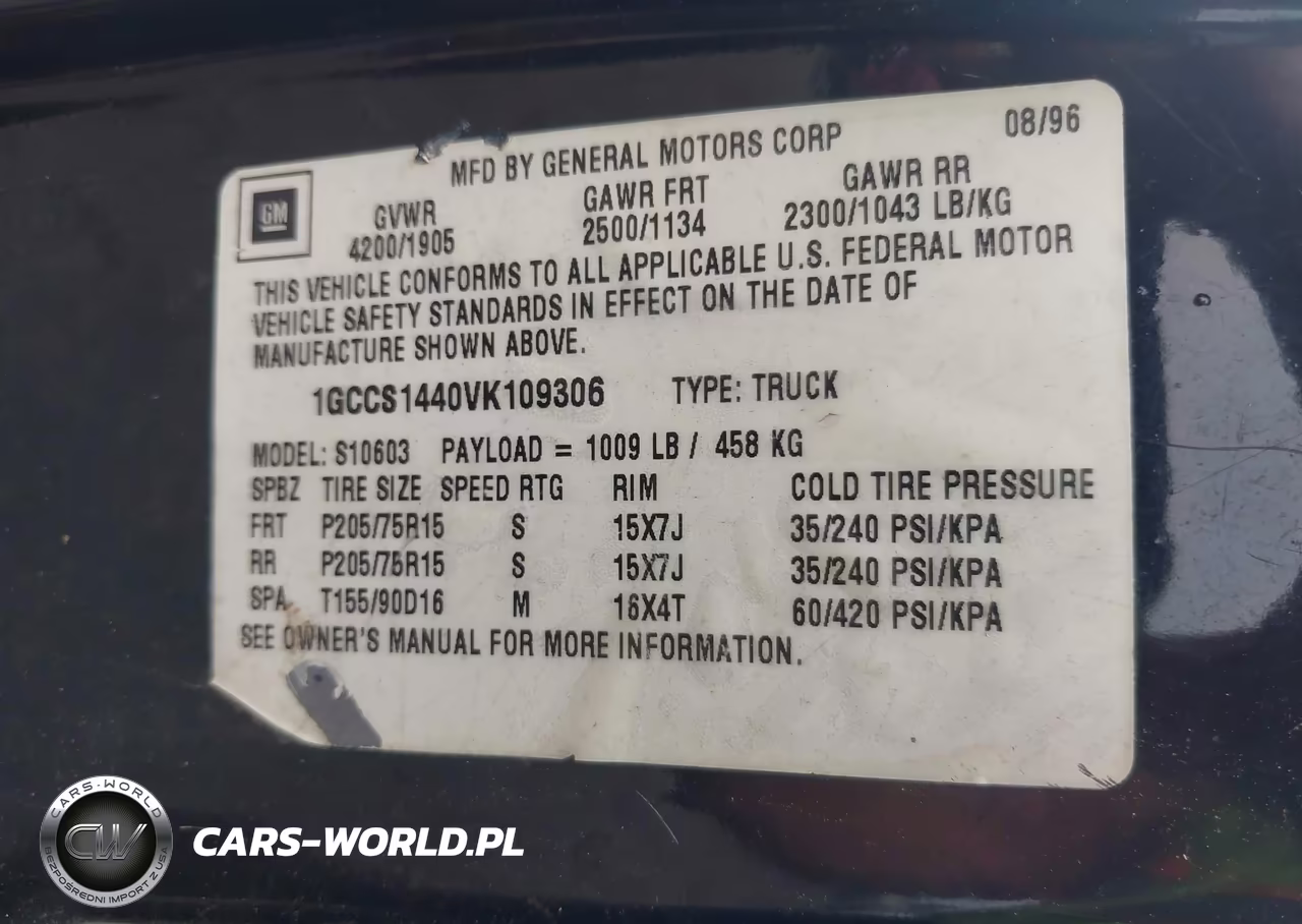 1997 Chevrolet S-10 Ls VIN:1GCCS1440VK109306 - 9