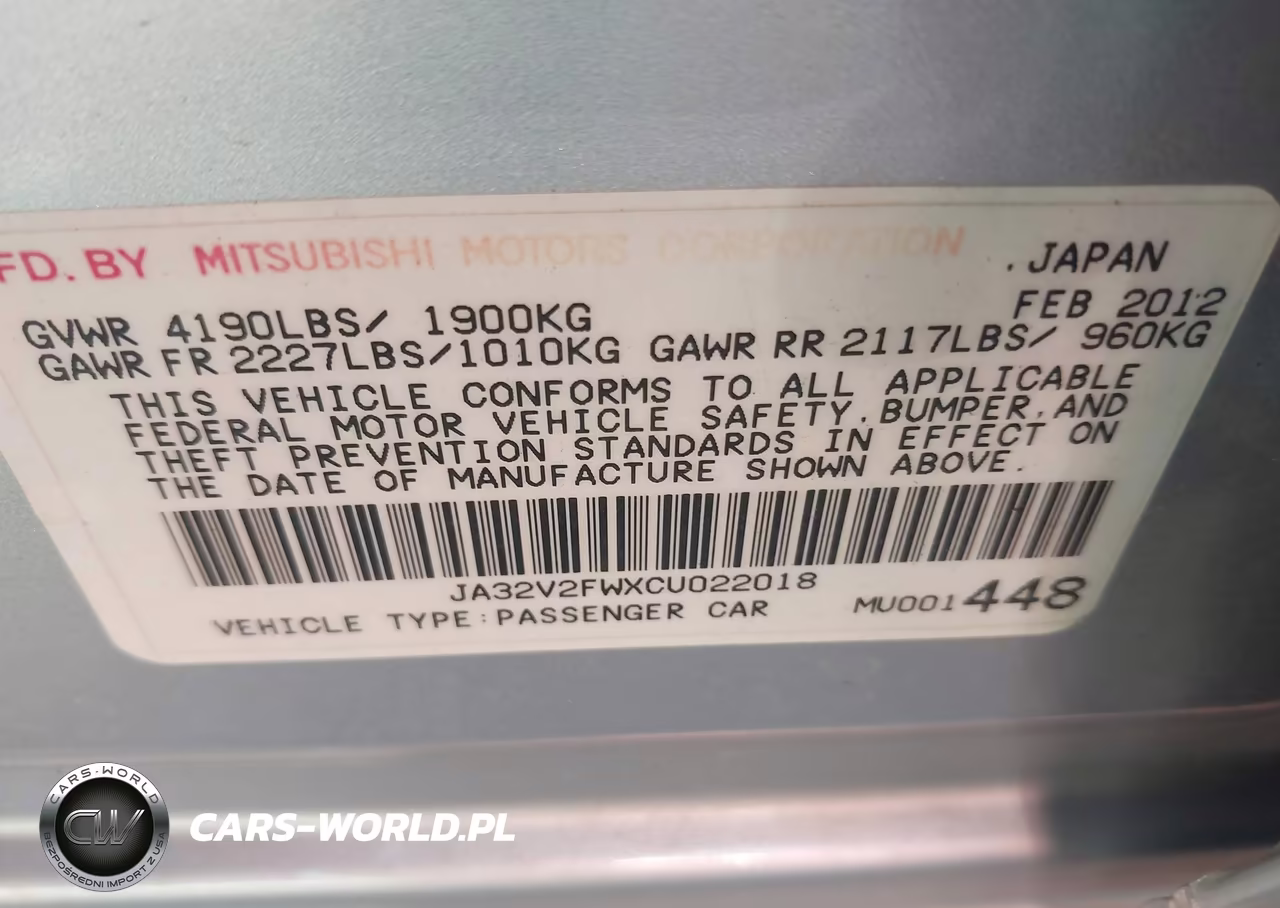 2012 Mitsubishi Lancer Se VIN:JA32V2FWXCU022018 - 9